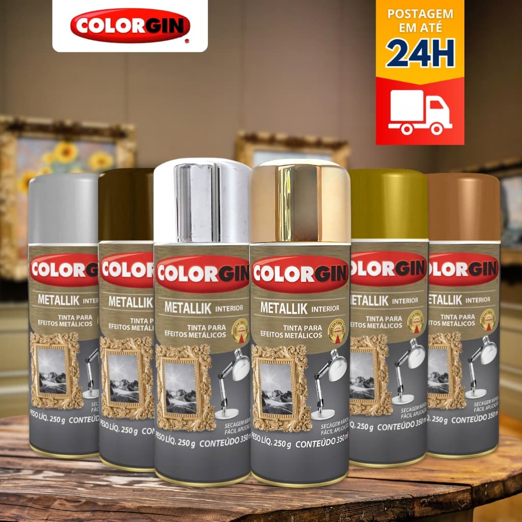 Tinta Spray Metallik Interior 350 Ml Colorgin - Cores