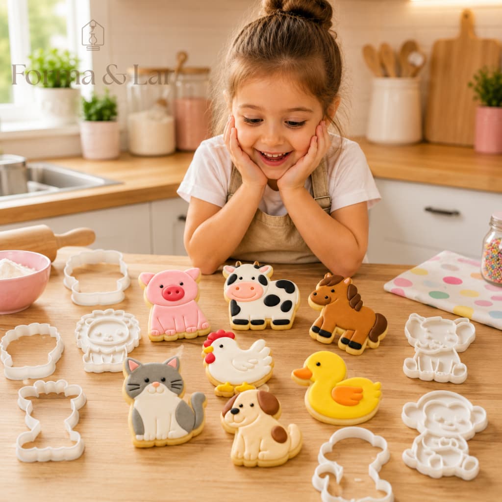 Molde Cortador Biscoito Biscuit Fazendinha Animais Pasta Americana Massinhas educativo lembrancinhas