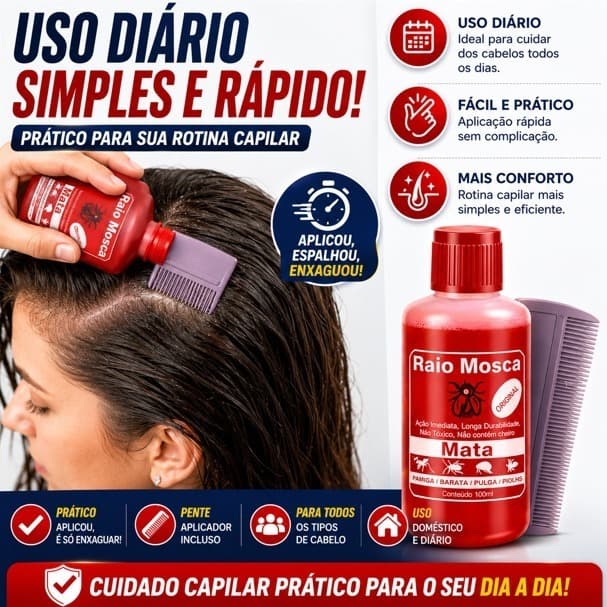 Loção Capilar 100ml Com Pente Kit Capilar Uso Diário Para Todos os Tipos de Cabelo Fácil Aplicação