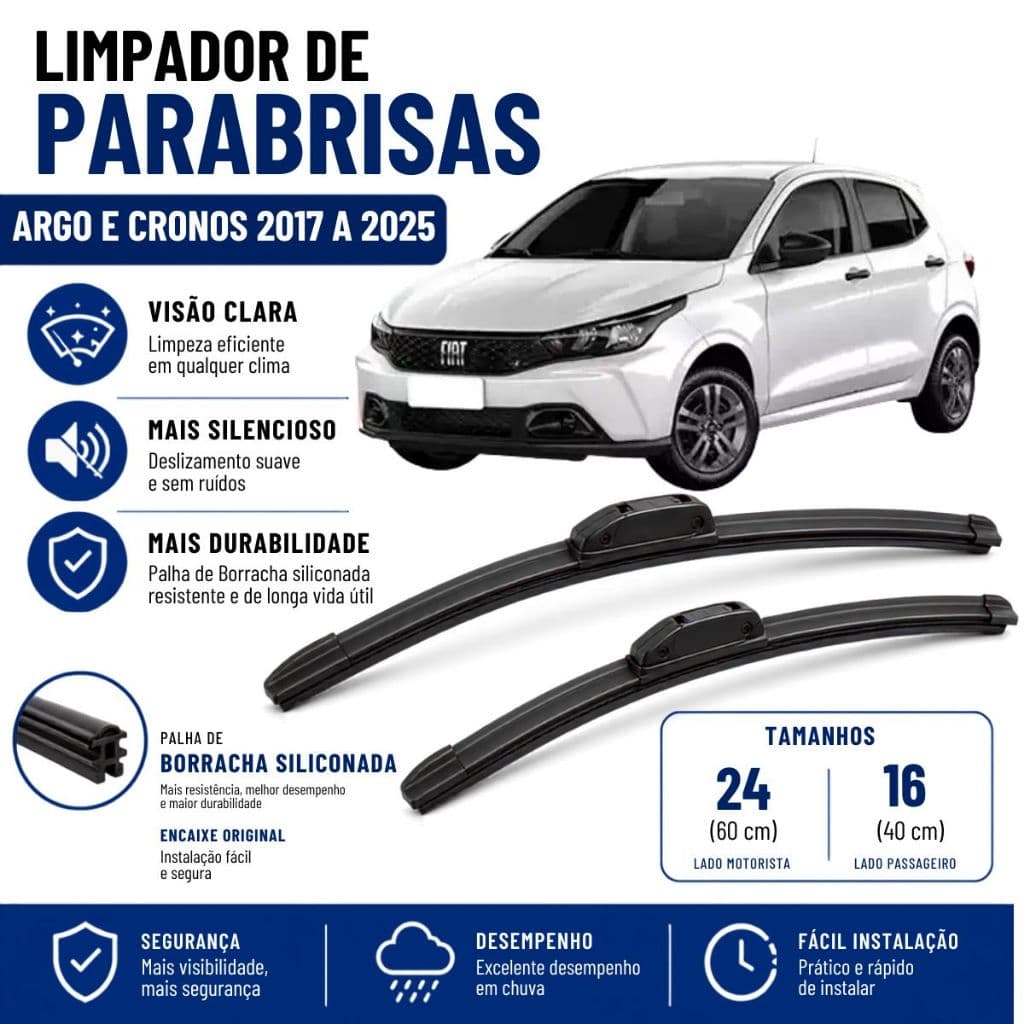 Par Palheta Limpador Para Brisa Argo e Cronos 2017 2018 2019 2020 2021 2022 2023 2024 2025