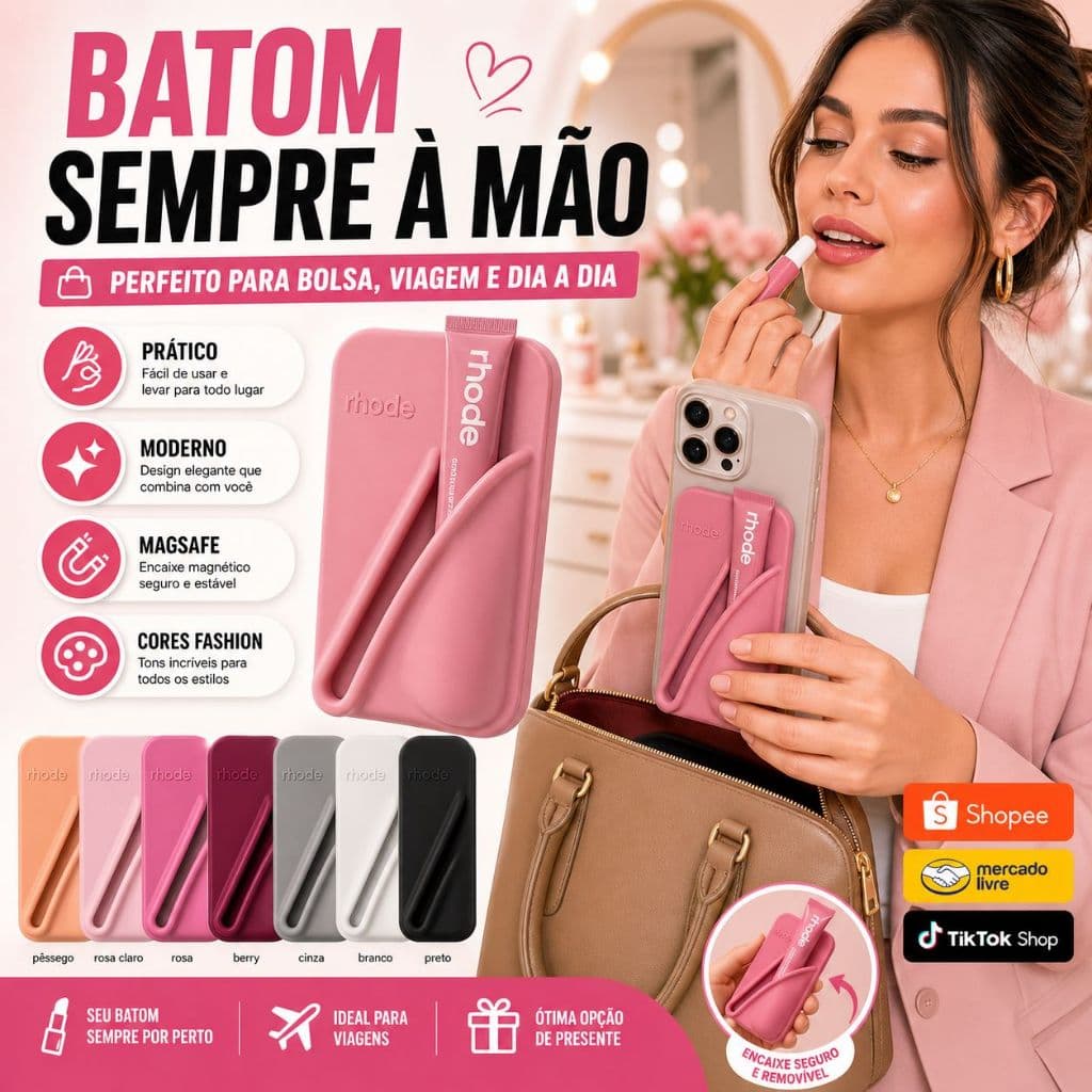 Kit Rhode Peptide Lip Tint + Case Porta Batom Magnético para Celular MagSafe