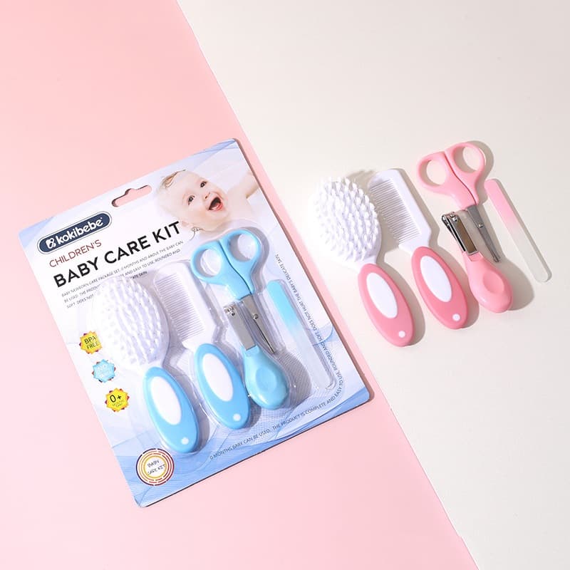 Kit de Higiene para Bebê 5 Peças – Estojo Completo com Cerdas Naturais para Recém-Nascido e Lactente