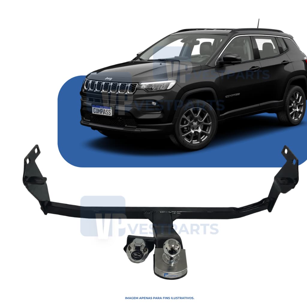 Engate Reboque Original Jeep Compass 2017 Até 2026 Flex Homologado Premium 600kg Alta Resistência