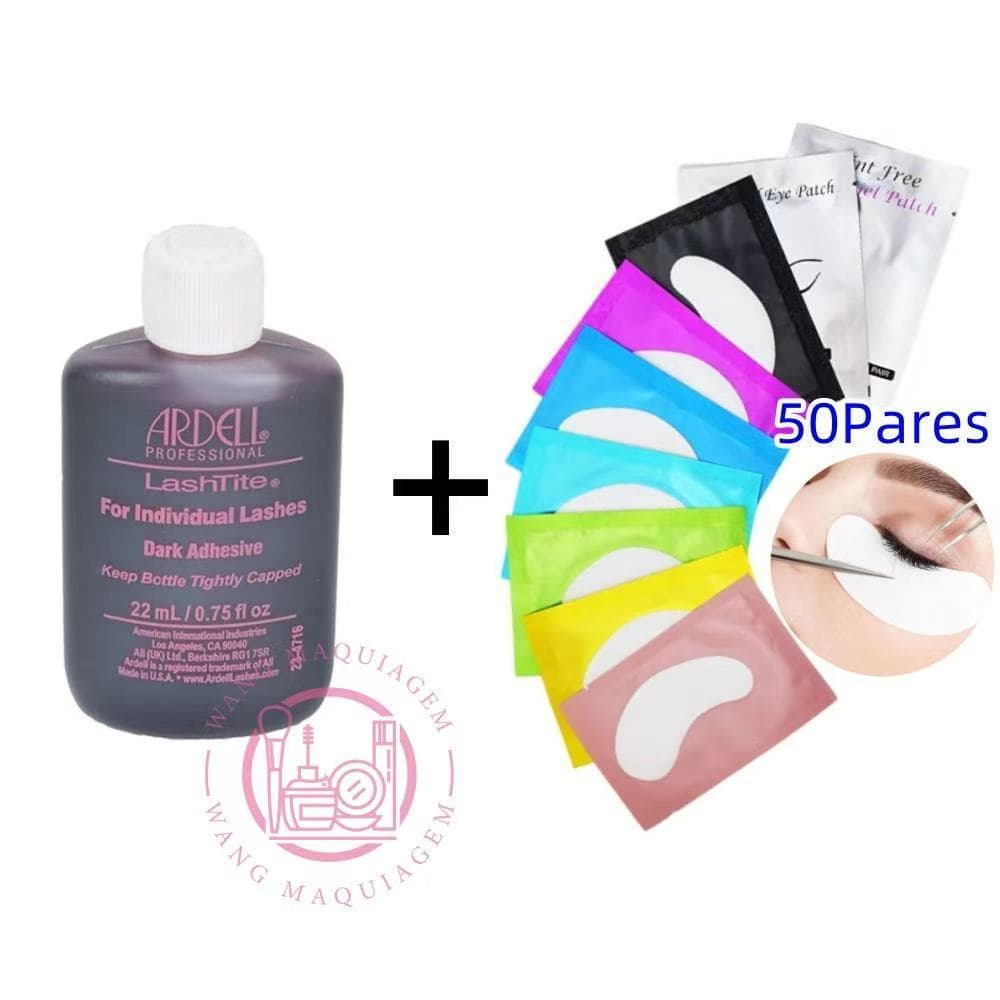 Cola Para Cílios Ardell Lashtite 22ml + 50 Pares Adesivo Gel Pad Protetor