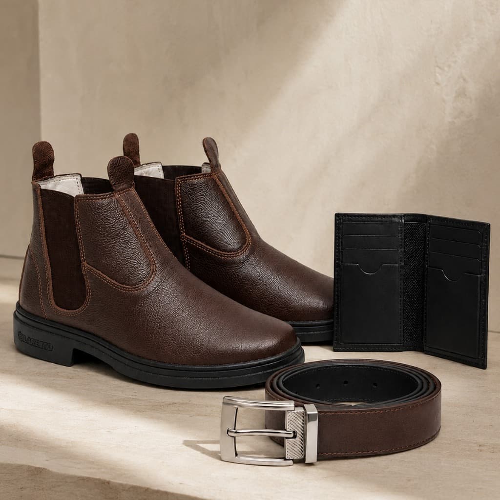 Kit Bota Botina Masculina Feminina Unissex Cano Baixo Rodeio Agro Fazenda Presente Dia dos Pais Com Cinto e Porta Cartão