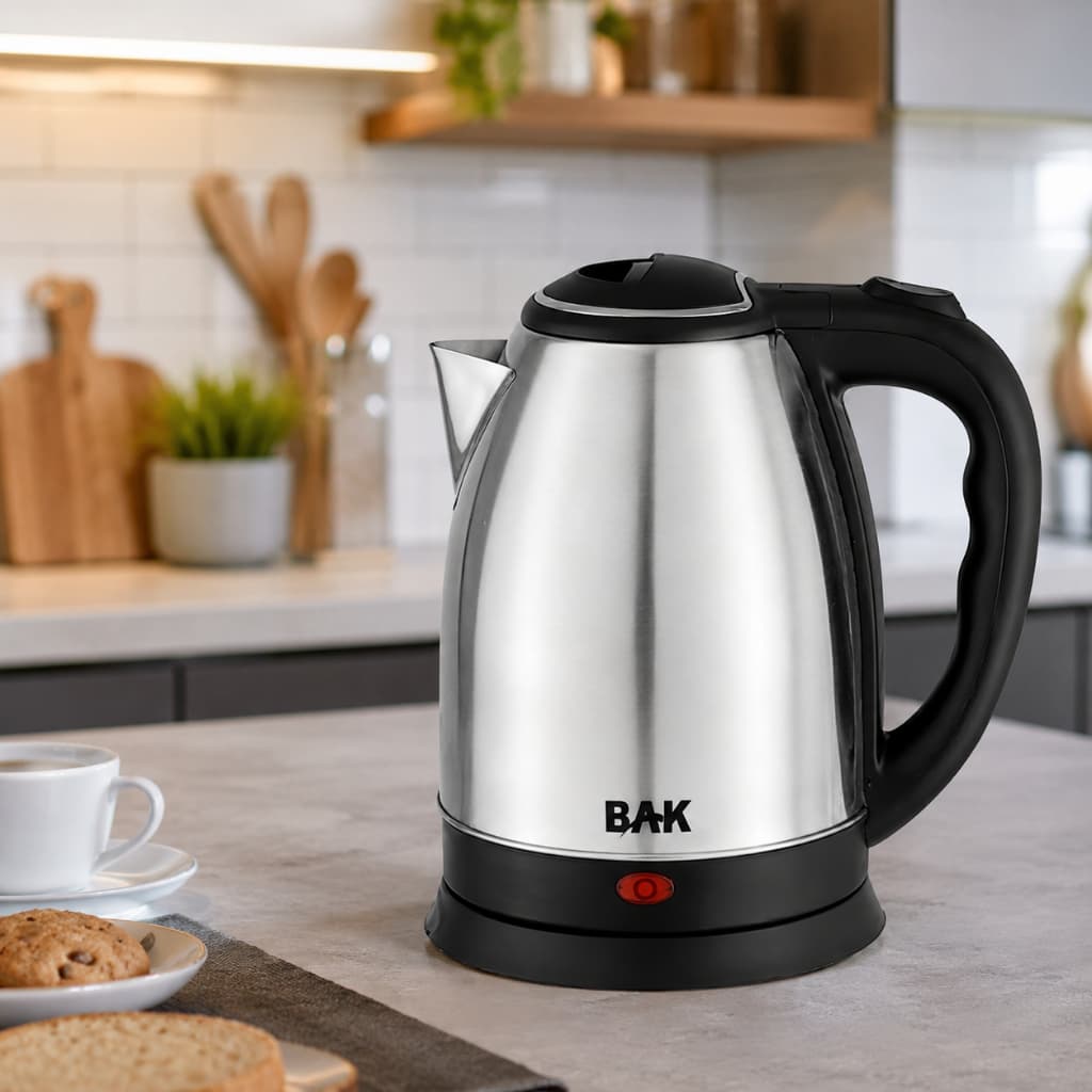 Chaleira Elétrica BAK Inox 1,8L 110V ou 220V Jarra Fervedor de Água Rápido com Desligamento Automático