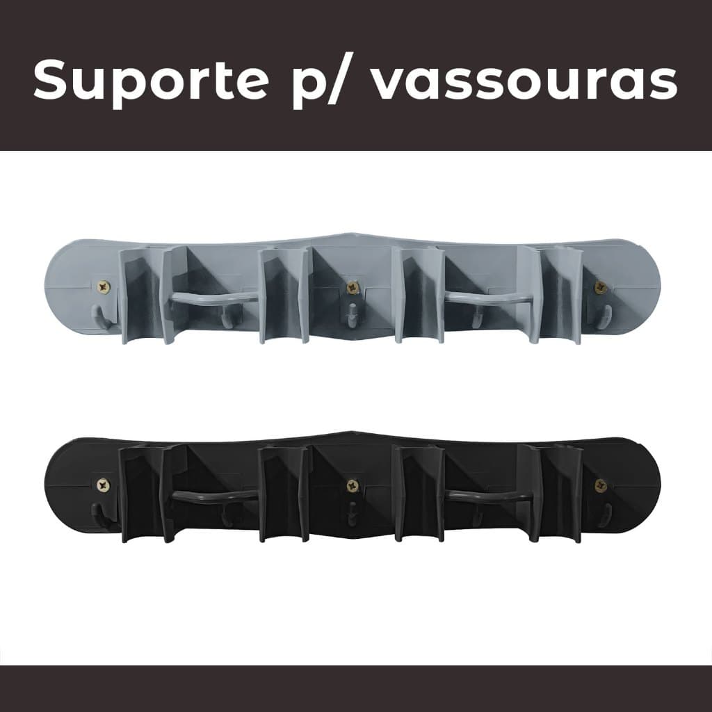 Suporte de Vassoura Rodo Pá de Parede Resistente Prático Acompanha Bucha e Parafuso