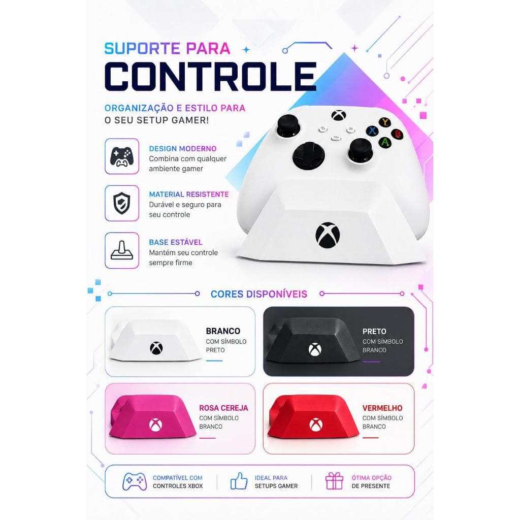 Suporte para Controle Gamer Xbox Organizador de Mesa Personalizado 3D
