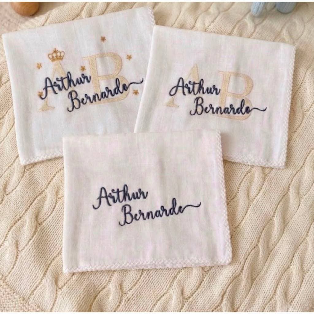 Kit 3 Fraldas de Boca Personalizadas com Nome Bebê com Picueta