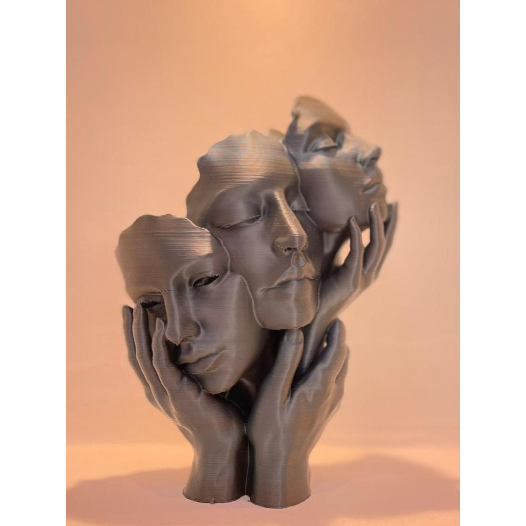 3 Faces Rostos Mulheres Pensadoras Estátua de Decoração de Luxo Para Sala e Escritório