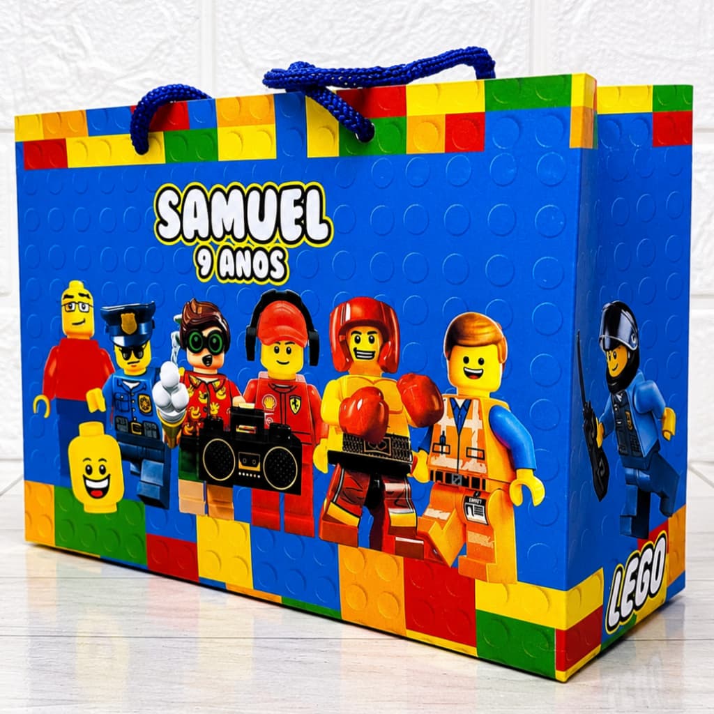 Kit Sacola Lego Personalizada | Lembrancinha Festa Infantil | Sacolinha Surpresa | Blocos de Montar