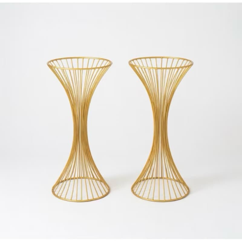 Conjunto 2 Vaso Dourado 60cm Metal Luxo Centro de Mesa Decoração Festa Casamento Suporte Arranjo Conjunto