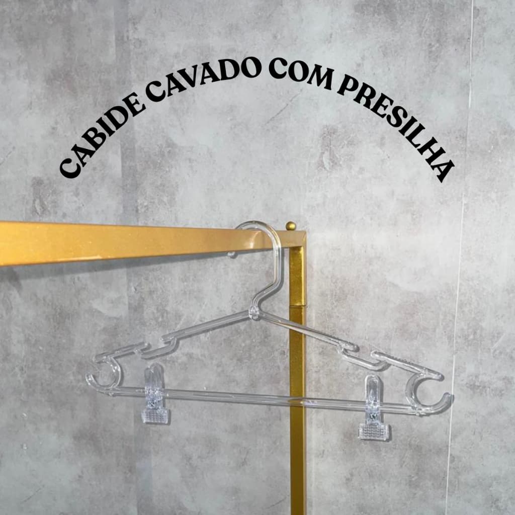 Kit 10 Cabide Cavado Com Presilha Adulto Transparente Acrílico