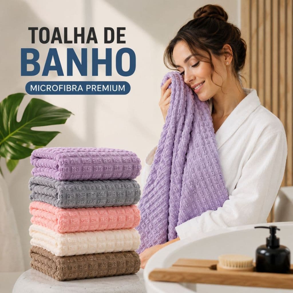 Toalha De Banho Microfibra 70x140 Macia Qualidade Super Absorvente Grossa Leve Piscina Praia Banho