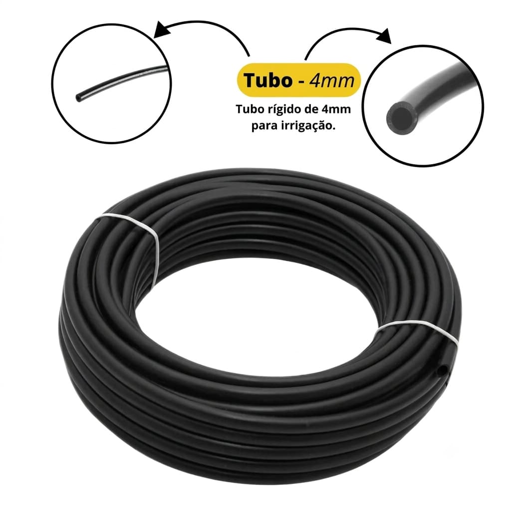 Mangueira Microtubo PELBD 4/6mm 1/4" Resistente Para Irrigação