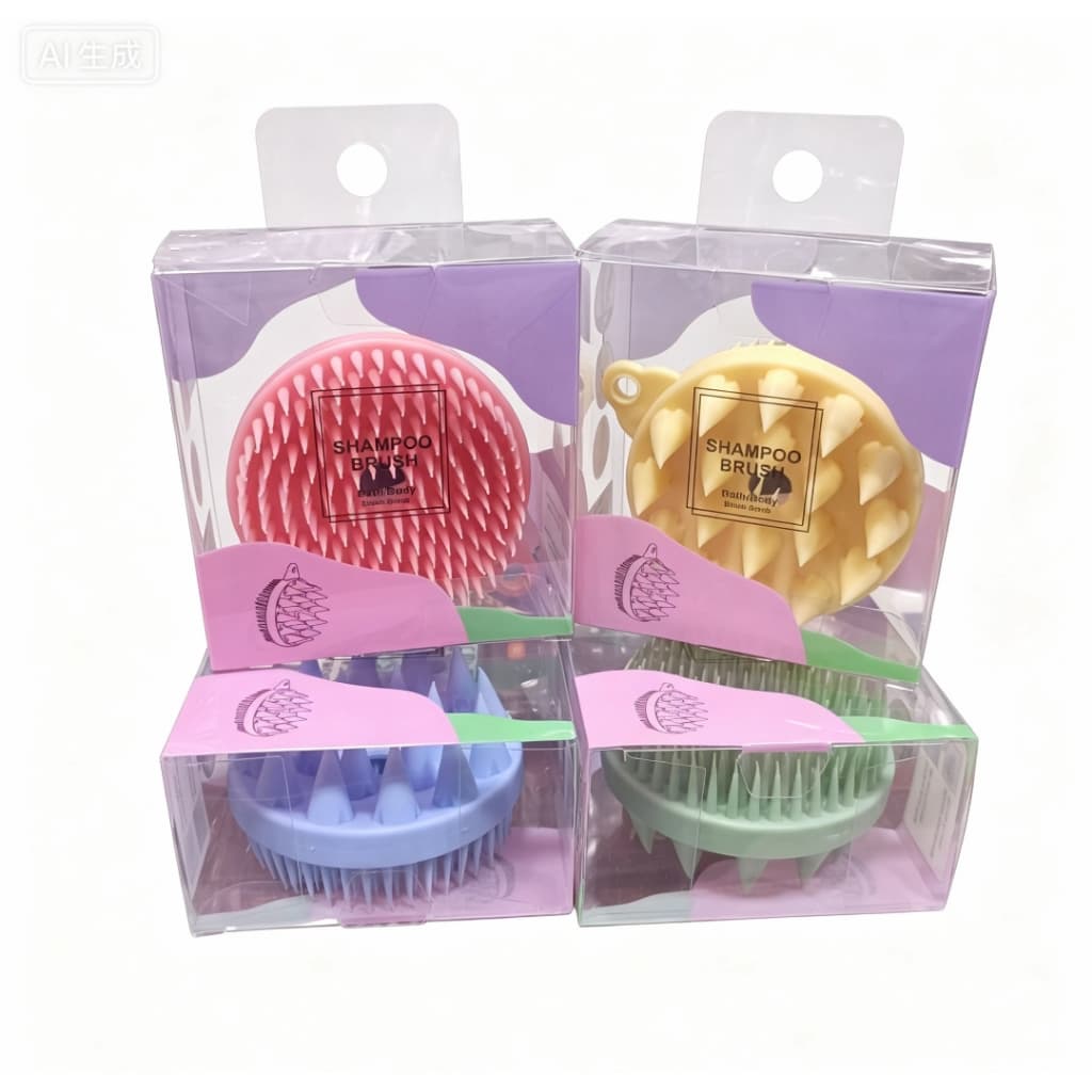 Escova de shampoo de silicone dupla face para massagem, limpeza e esfoliação do couro cabeludo, disponível em várias cor
