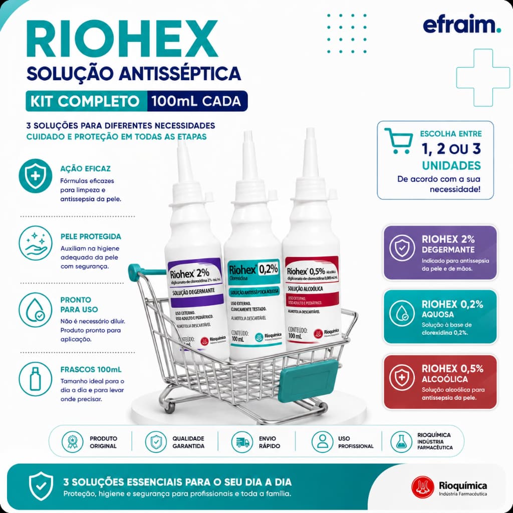Clorexidina Antisséptica 0,2% - 0,5% - 2% Riohex Rioquímica – Escolha a Concentração