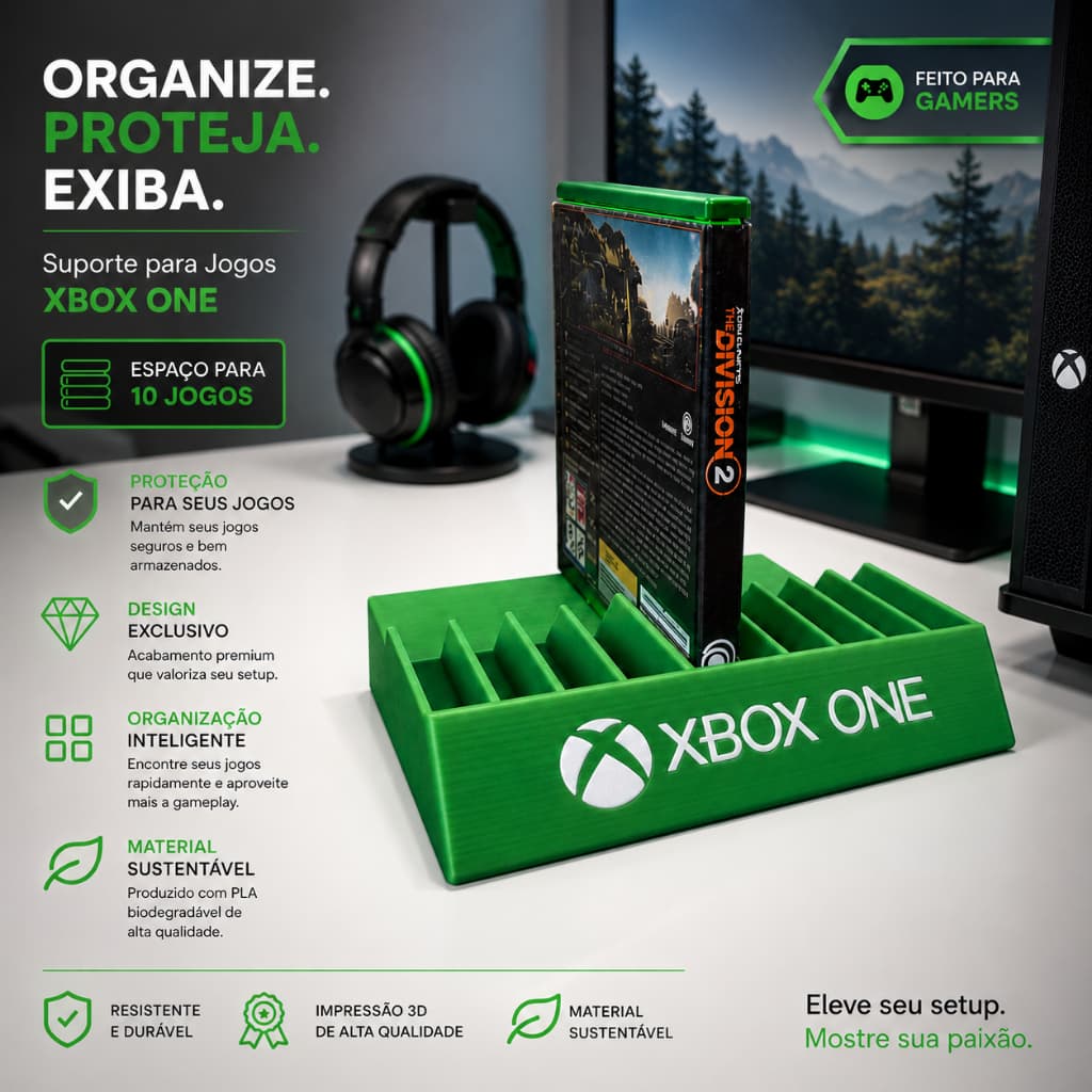 Suporte para Jogos Xbox One | Organizador Gamer  Espaço para 10 Jogos