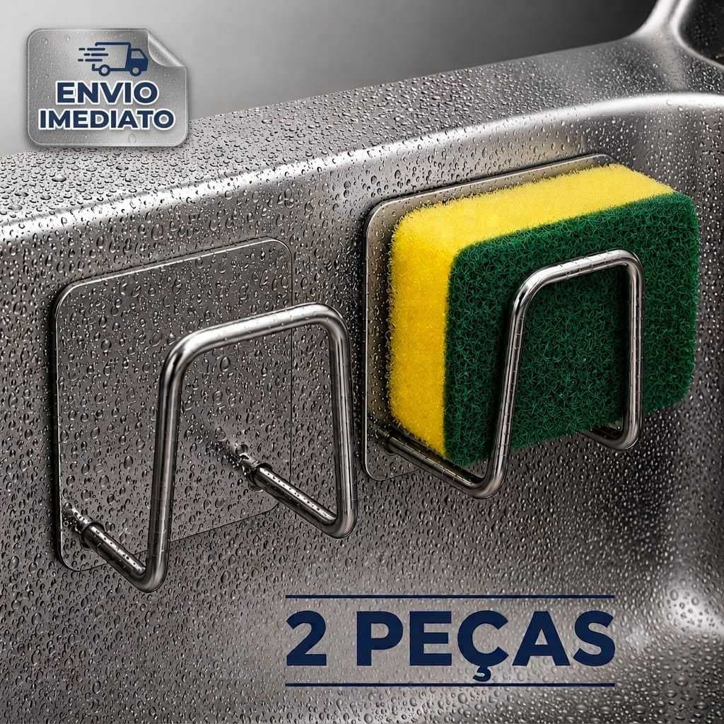 Kit 2 Porta Esponja Suporte Adesivo Aço Inoxidável Bucha Pia Prateleira Cozinha Armazenamento Multiuso ENVIO IMEDIATO