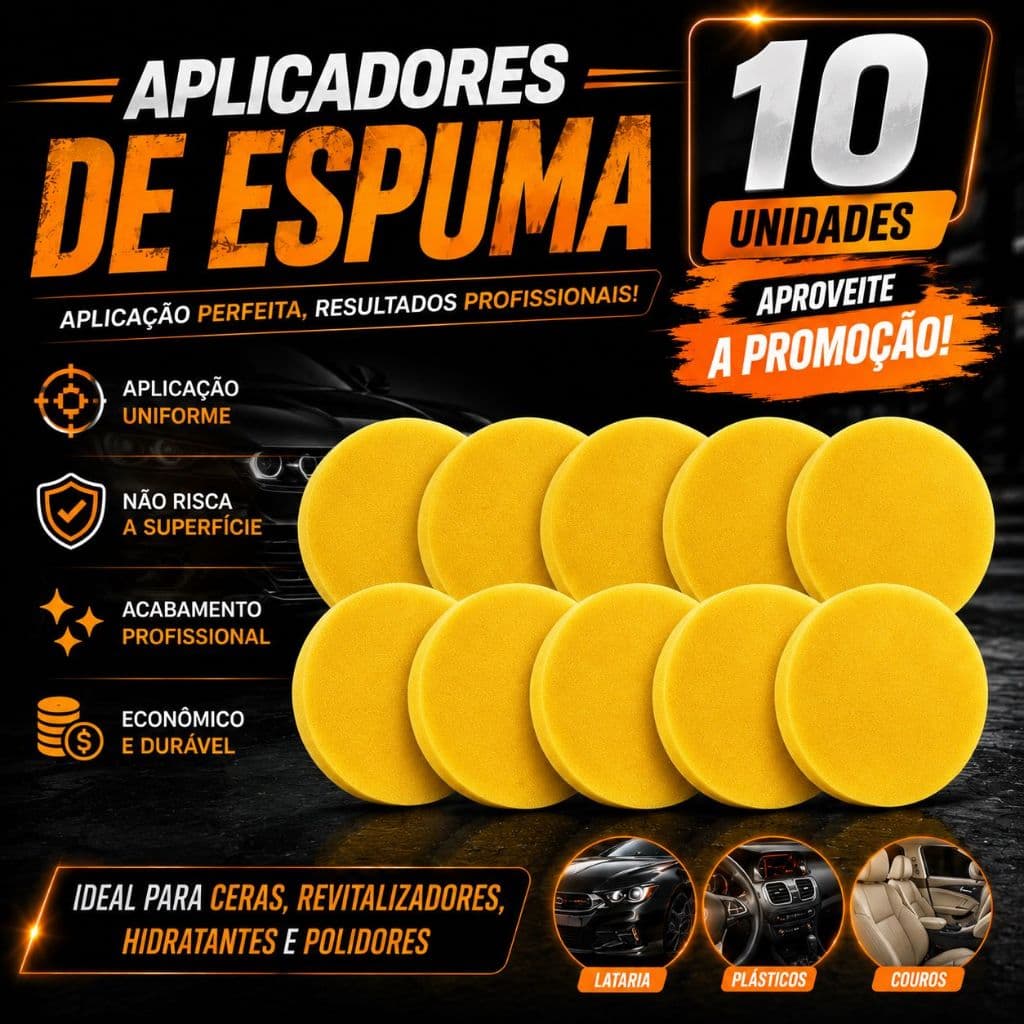 10 unidades Espuma Aplicadora de Cera Sem Borda  Detailer  Envio em 24Hrs