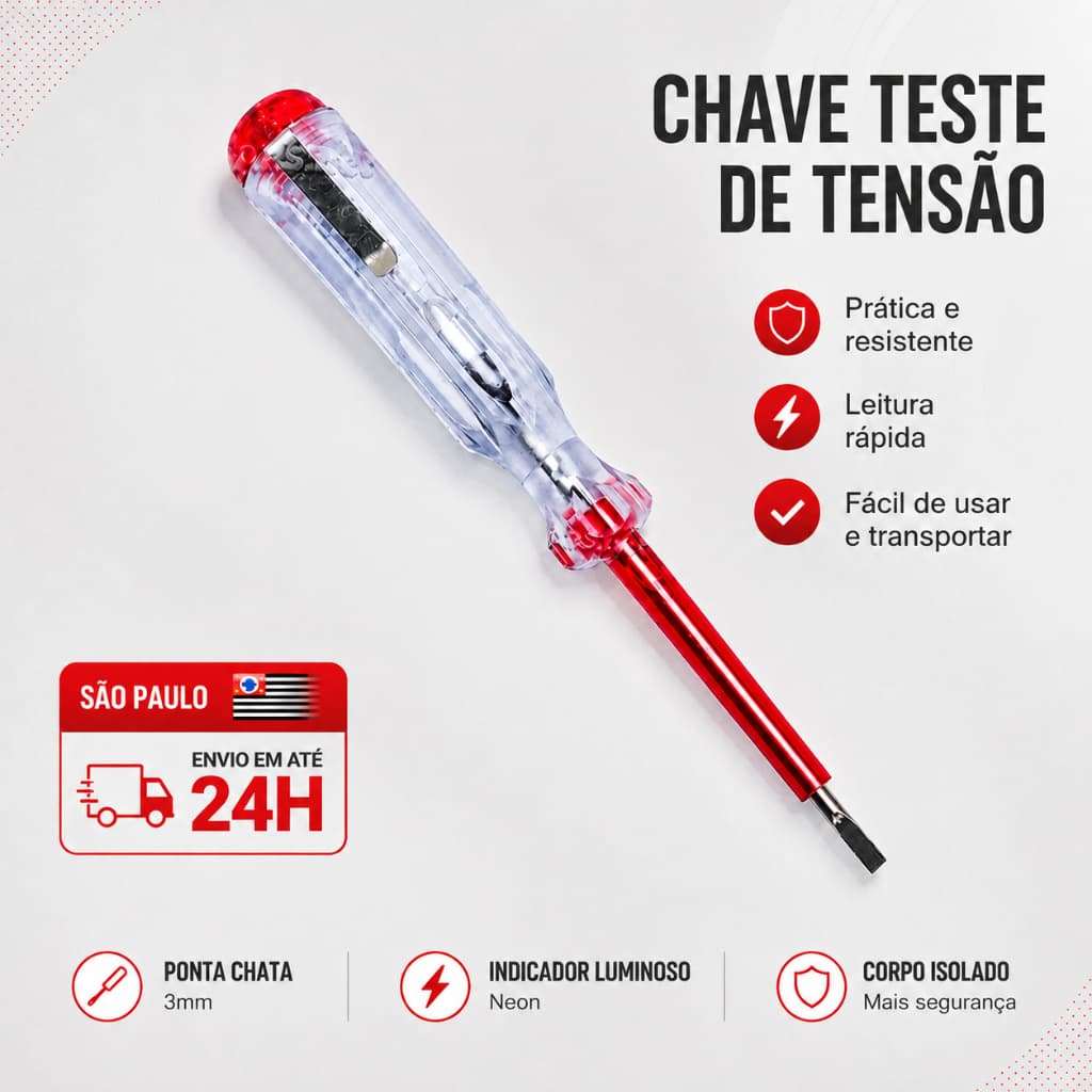 Caneta Testadora de Tensão Chave de Fenda Magnética Detector por Indução para Eletricista