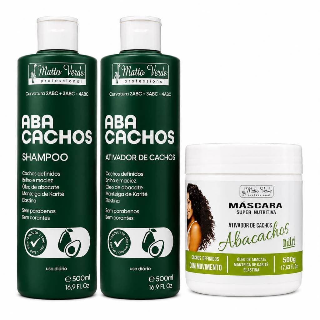 Kit Abacachos Ativador de Cachos com Óleo de Abacate - 3 itens