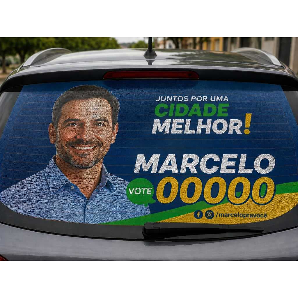 8 Adesivo Perfurado Vidro Traseiro Carro Campanha Politica