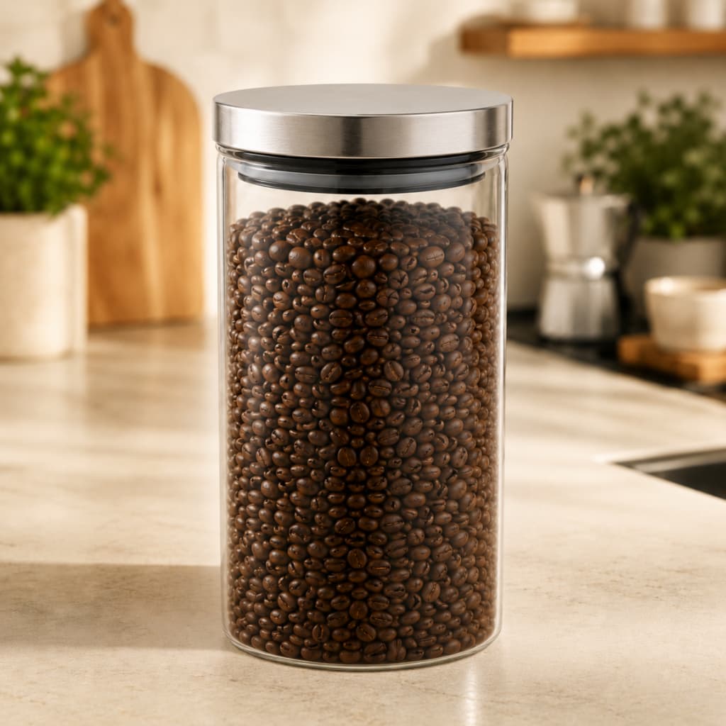 Pote de Vidro Hermético 1,5L com Tampa Inox Vedação Silicone Porta Mantimentos Cozinha