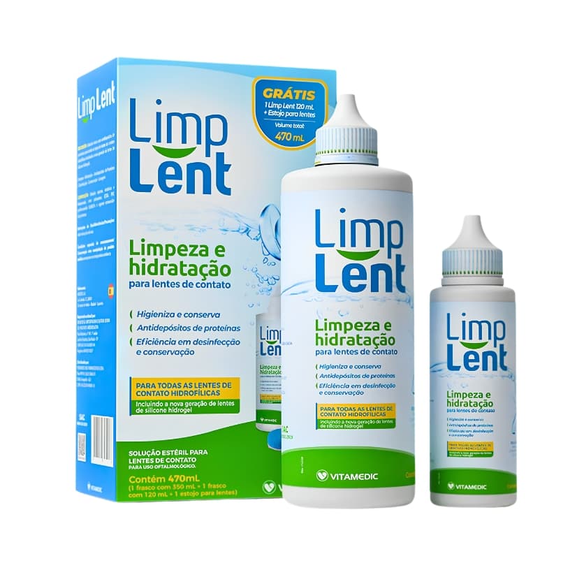 Limp Lent Solução Estéril Limpeza de Lentes de Contato 350ml + 120ml