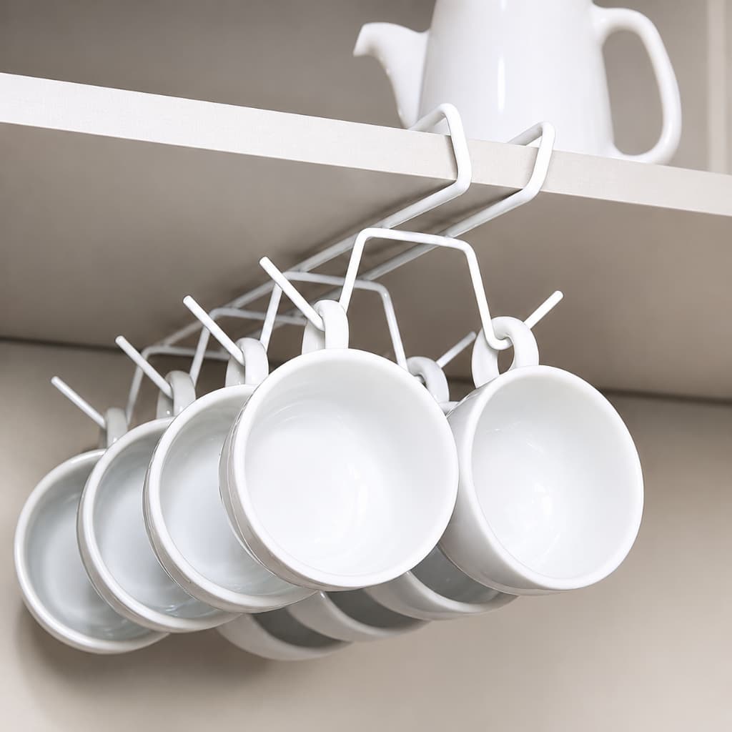 Porta Xícaras Canecas Armário Cozinha Prateleira Sem Furo Branco Organizador Metal