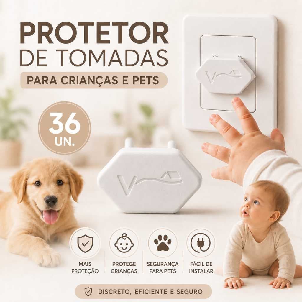 Kit 12/18/24/36 Protetores de Tomada para Bebês e Pets | Proteção Contra Choques Elétricos