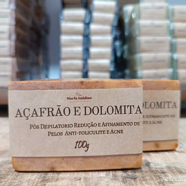 Kit 3 Sabonetes Açafrão e Dolomita Depilação Clareador Artesanais