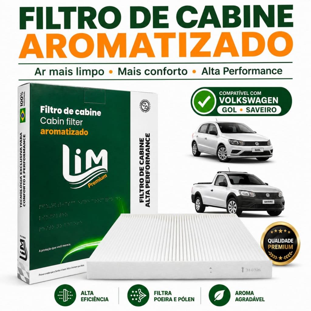 Filtro Cabine Ar Condicionado Com Aroma Gol Saveiro Fox Voyage Linha Premium PRO