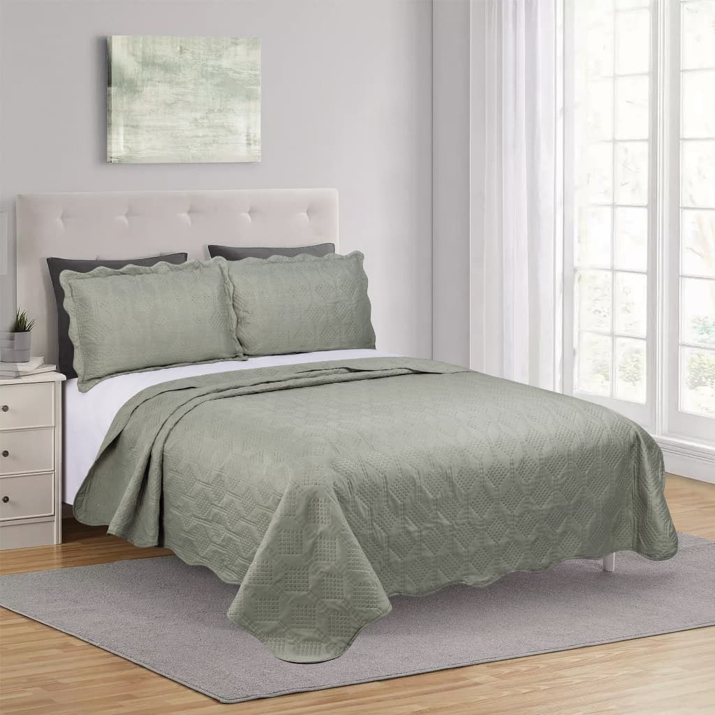Colcha Matelasse Queen Size Damask Cores 3pçs Camesa 240x260cm Cobre Leito 200 Fios Dupla Face Bouti