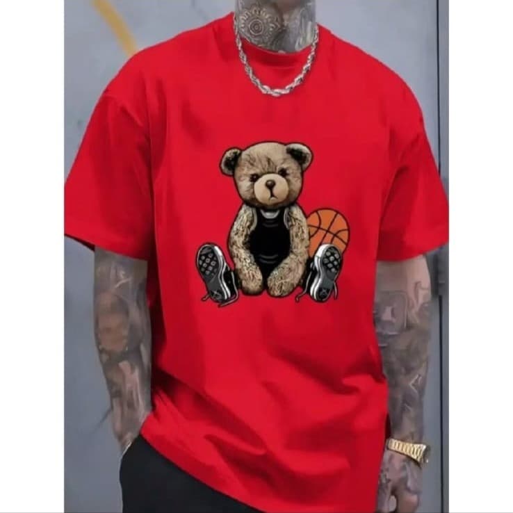 Camisa Masculina Urso Basquete Poderoso Manga Curta