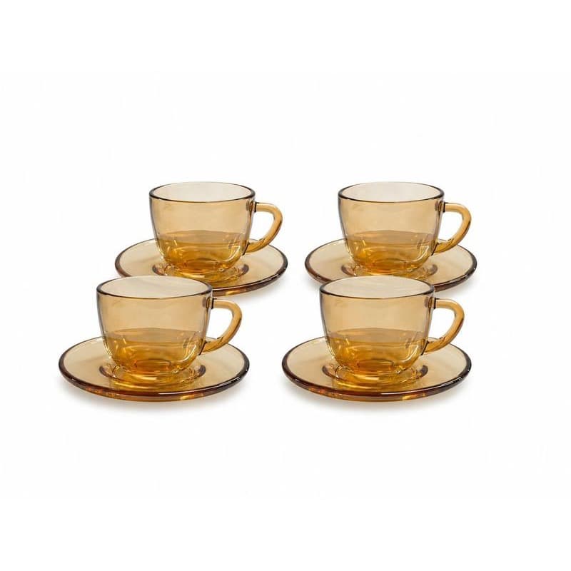 Jogo 4 Xícaras C/pires Âmbar P/ Café Chá 90ml