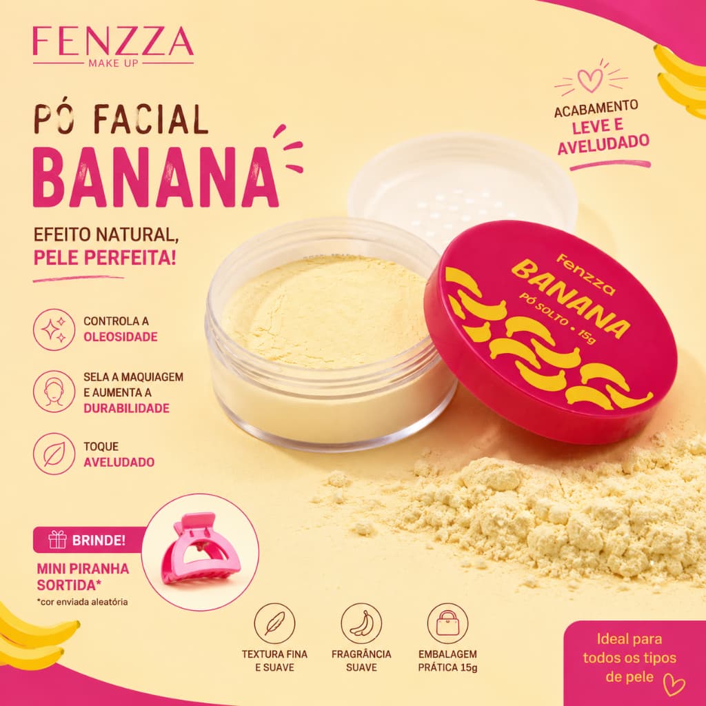 Pó Banana Fenzza Makeup 15g Pó Solto Finalizador