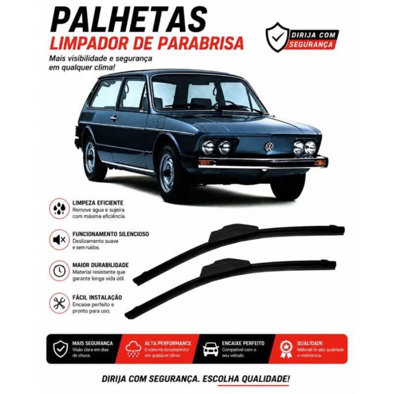 Jogo de Palheta limpador de Para-brisa do Volkswagen Brasília 1975 até 1982