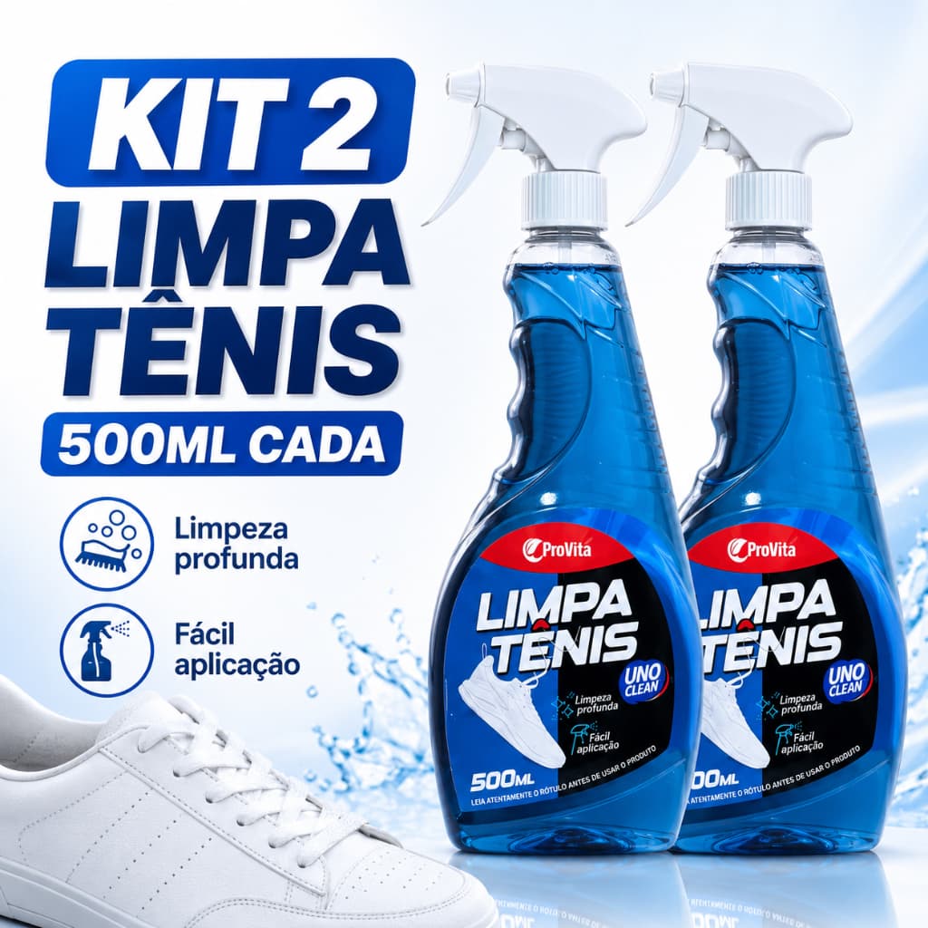 Kit 2 Spray Limpador de Tênis Provita Premium 500ml Calçados Sapatilhas Limpeza Profunda