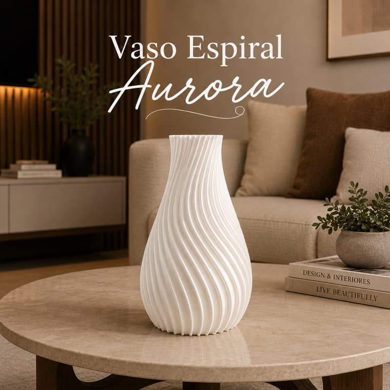 Vaso Espiral Texturizado Decoração Ondulado Mesa Sala para Flor