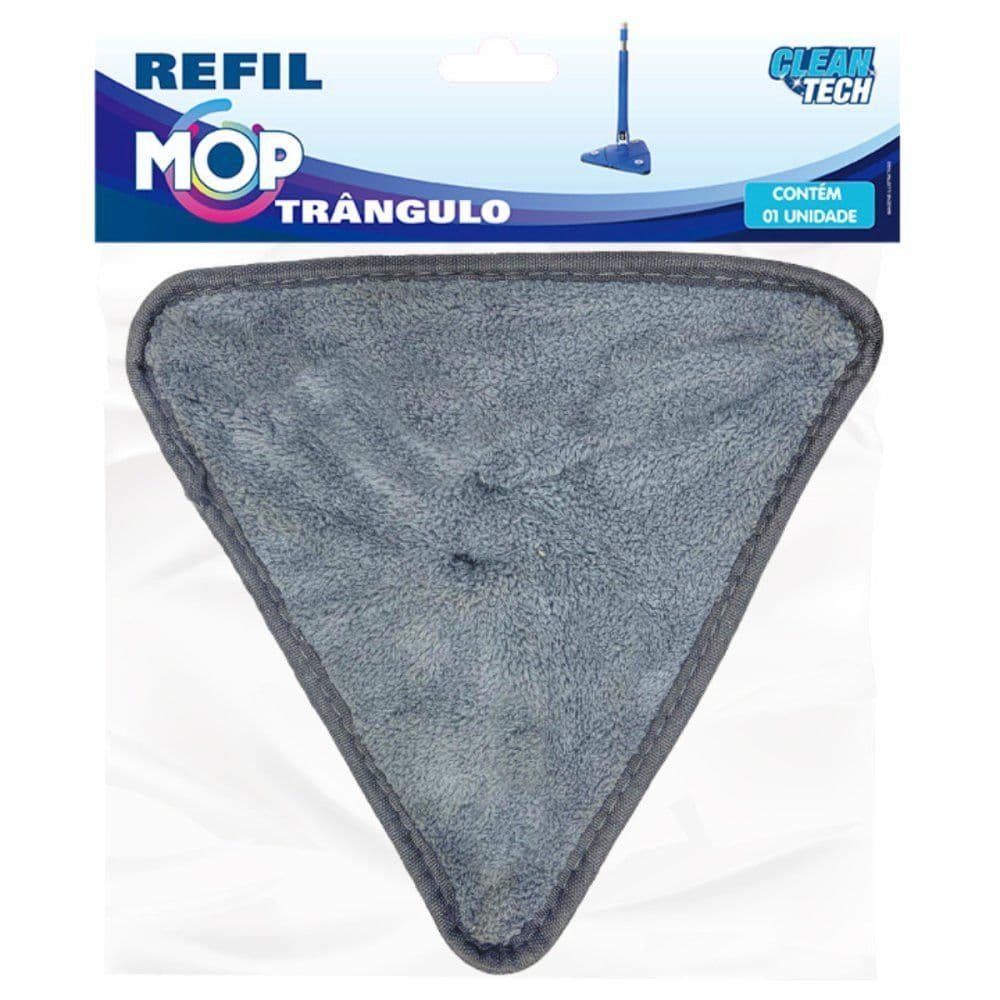 Pano Refil Mop Triangular Microfibra Esfregão Limpa Cantos Lavavel Alta Absorção 25cm x 25cm