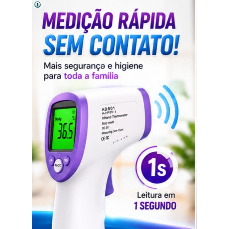 Termômetro Digital Infravermelho Sem Contato Corporal Bebê Adulto AD801