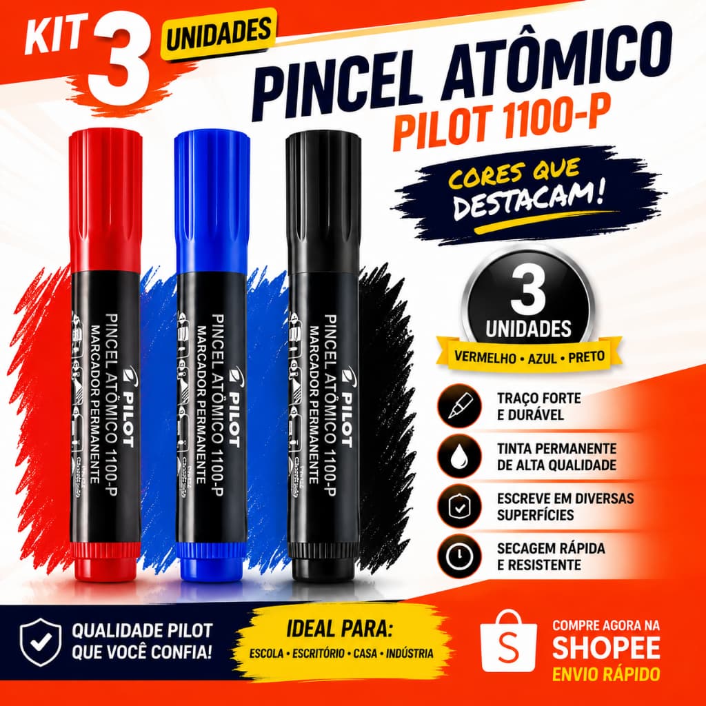 Kit Pincel Atômico Pilot 1100 Marcador Permanente Recarregável Qualidade Pilot 1100-P