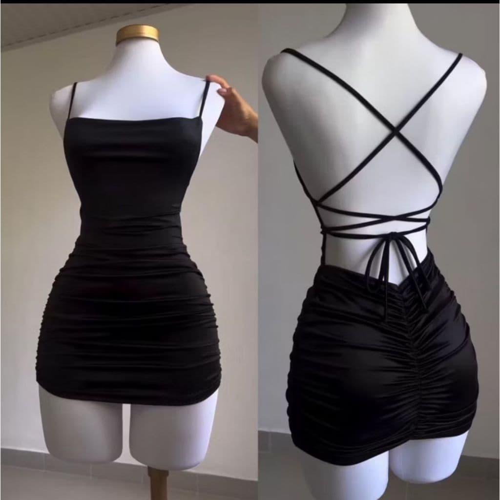 Vestido Curto Empina Bum Bum Franzido Costa Nua Suplex Premium (Eloa)