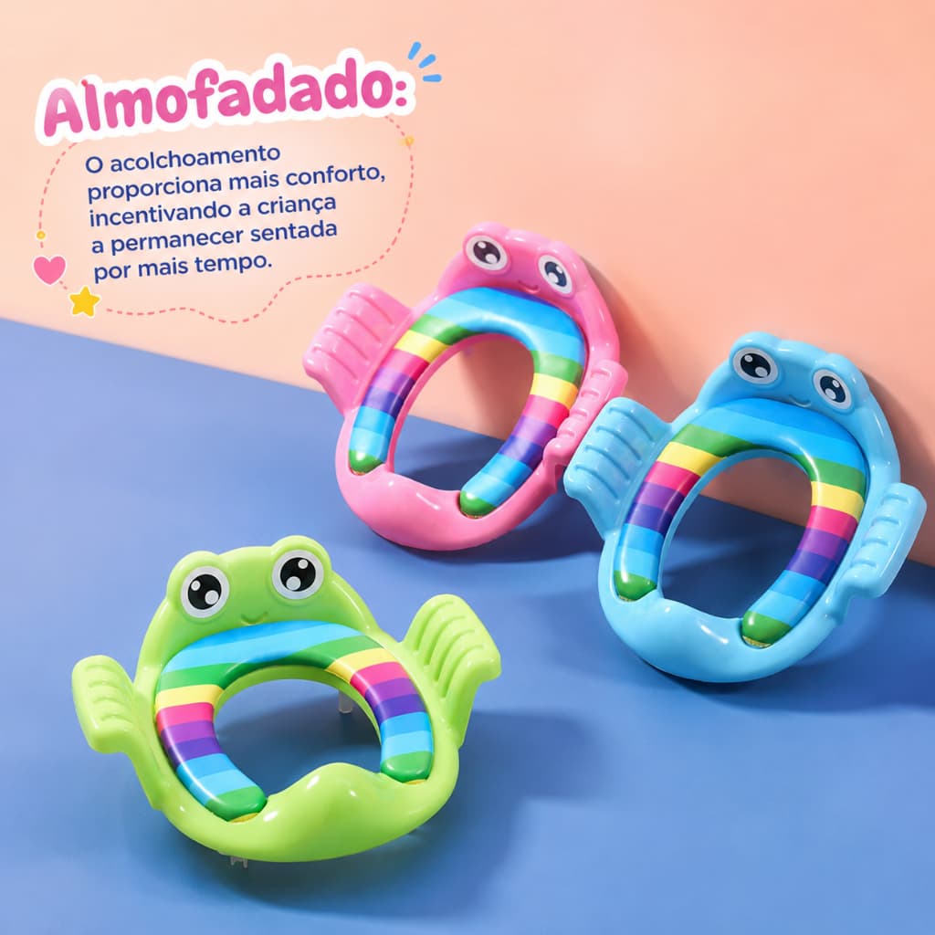 Assento Redutor para Vaso Sanitário Assento Infantil Treinamento Desfralde Bebê Almofadado Sapo