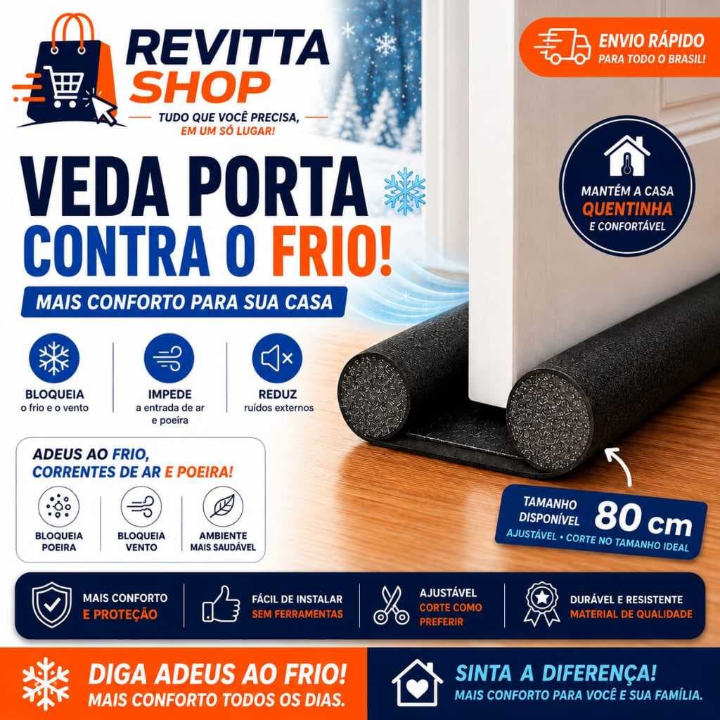 Veda Porta 80cm Anti Frio | Isolamento Térmico | Impermeável Preto ou Marrom