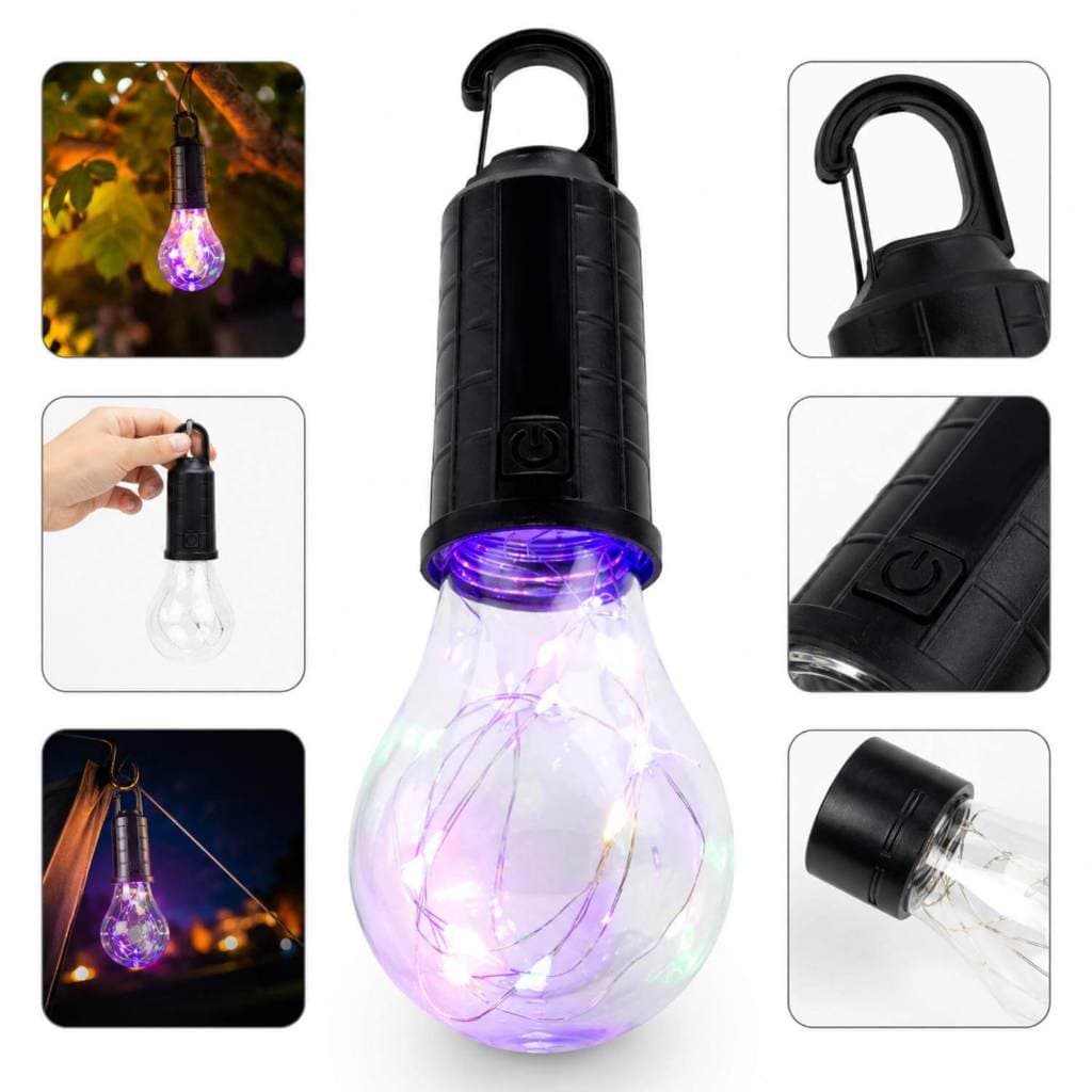 Lâmpada LED Recarregável Para Barraca Camping com 3 Níveis de Iluminação