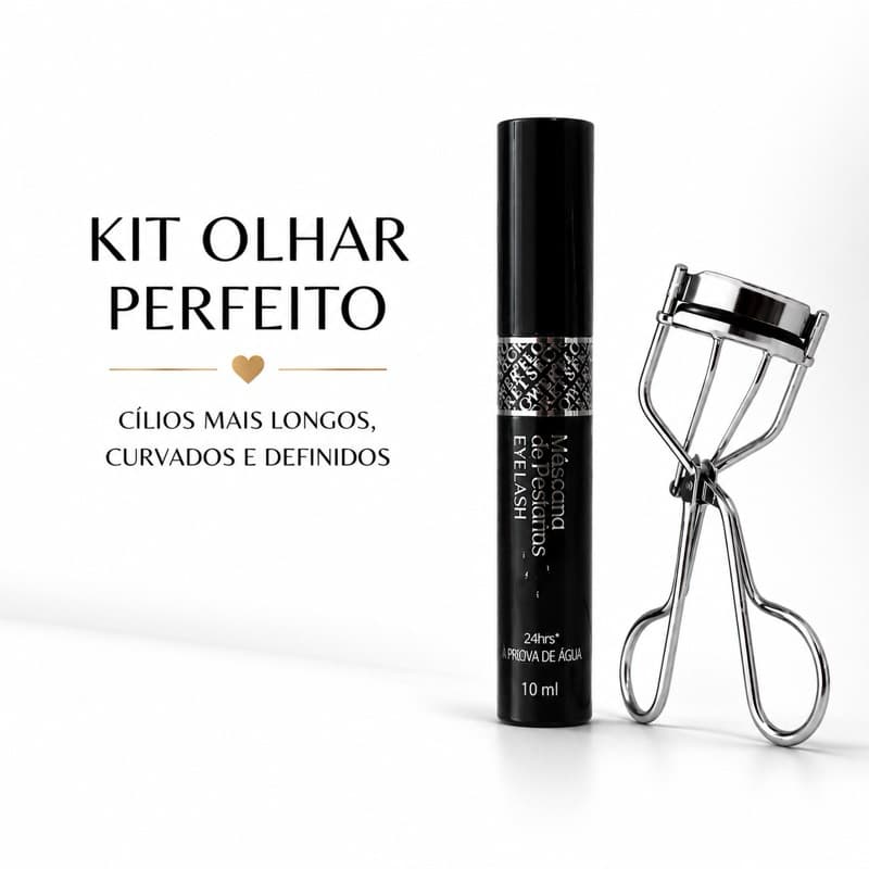 Kit Olhar Perfeito Máscara de Cílios 24h À Prova D’Água + Curvex Profissional para Cílios Volumosos
