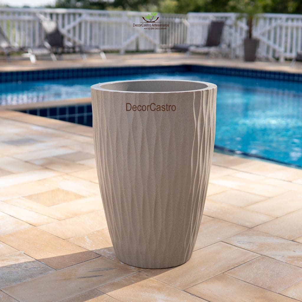 Vaso Para Plantas Coluna Horizontal Infinit 54 cm Decorativo Jardim Casa Sala