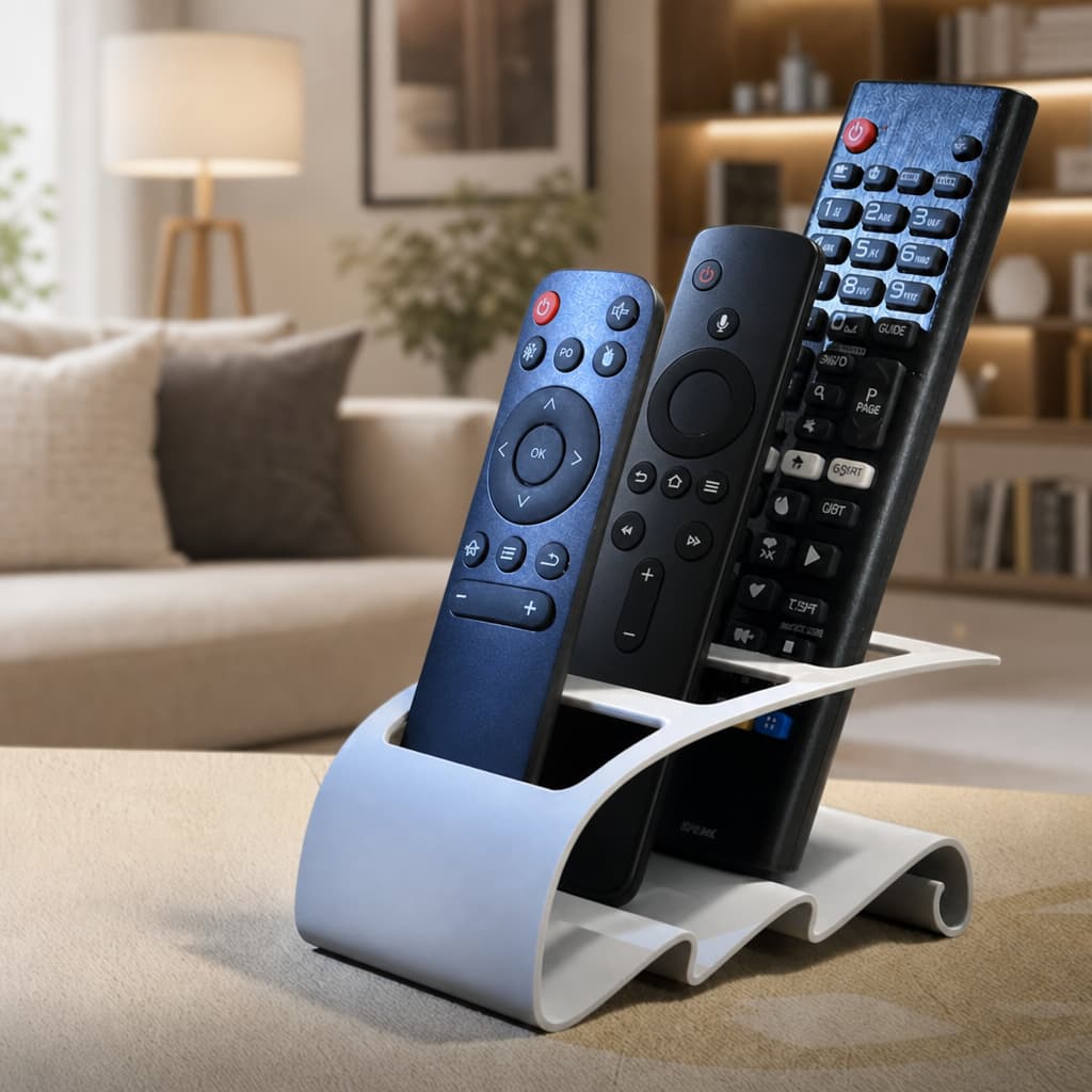 Porta Controle Remoto TV Organizador Suporte De Mesa Sala Quarto Escritório Premium Moderno Base para 3 Controles
